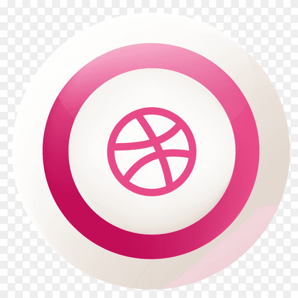 Dribbble button design vector PNG