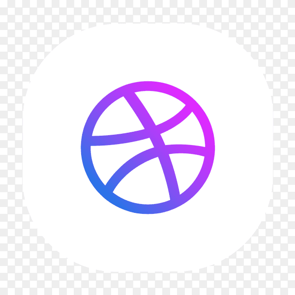 Dribbble logo blue purple glowing PNG