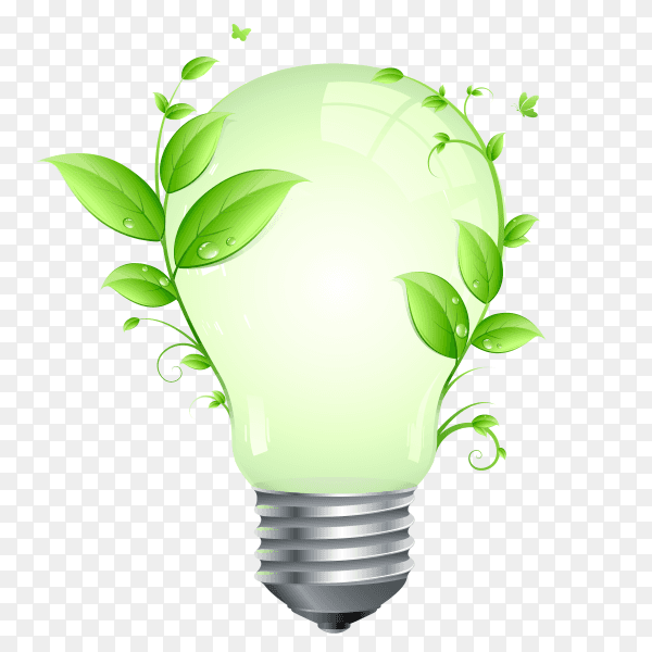 Ecology concept with light bulb vector PNG