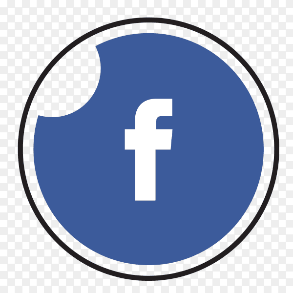 Facebook logo in a circle with black frame PNG