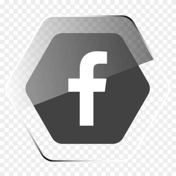 Facebook logo in hexagonal gray PNG