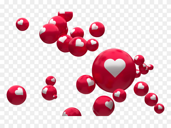 Facebook reactions emoji 3d render with heart transparent PNG