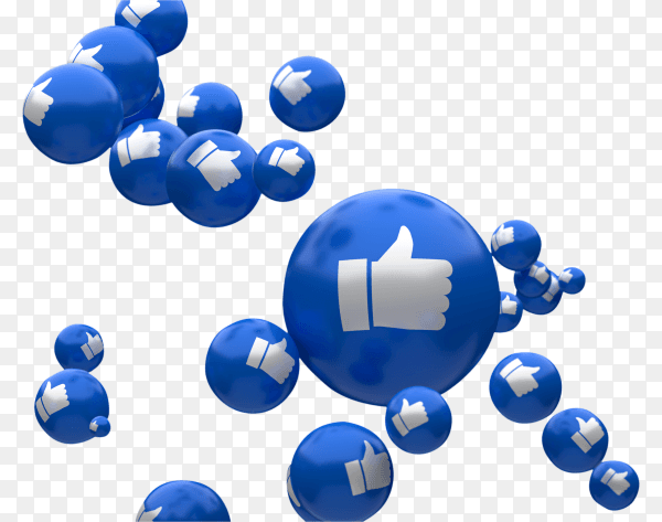 Facebook reactions emoji 3d render with like thumbs up icons pattern PNG