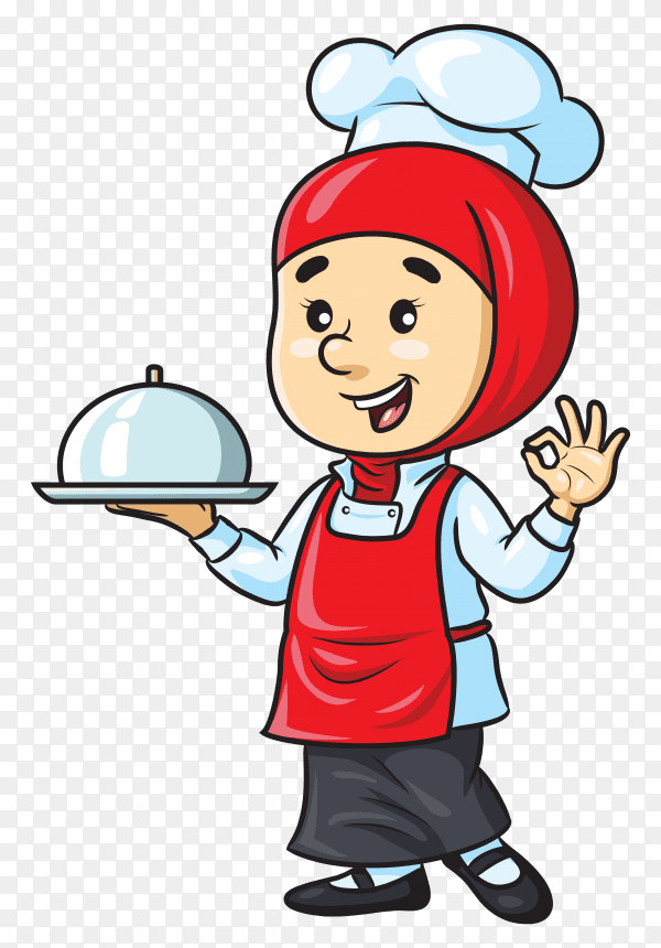 Female chef with hijab vector PNG