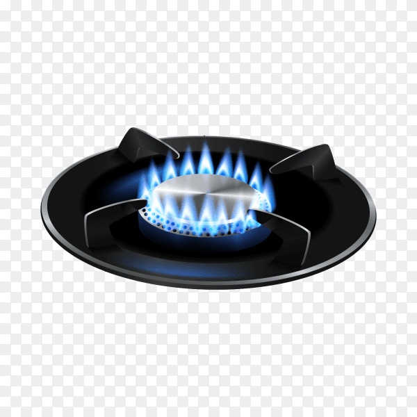 Gas burner with blue flame transparent PNG
