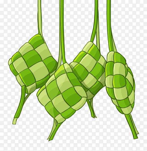 Hand drawn traditional ketupat composition Free Vector PNG