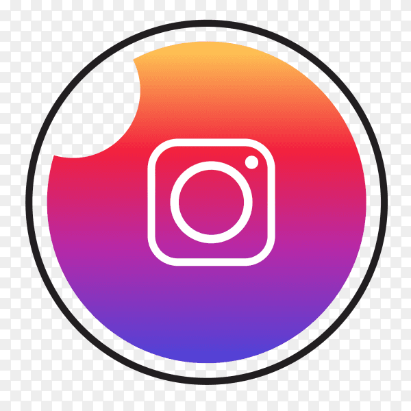 Instagram logo in a circle with black frame PNG