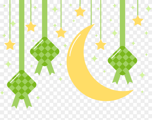Ketupat With the crescent of Ramadan vector PNG