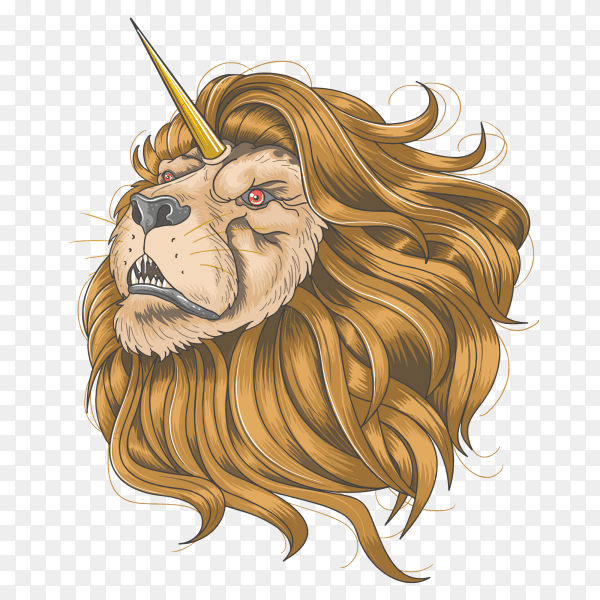 Lion horn unicorn gold hair PNG