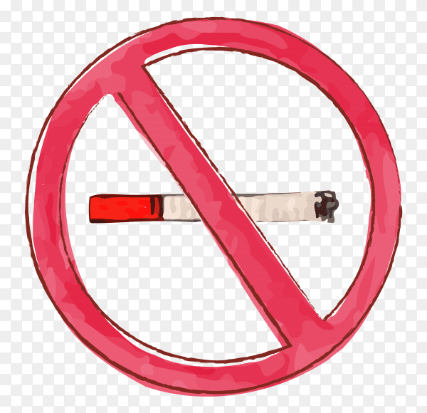 No smoking cigarette watercolor vector PNG