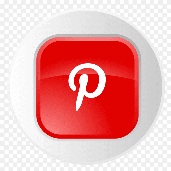 Pinterest logo button in gray circle PNG