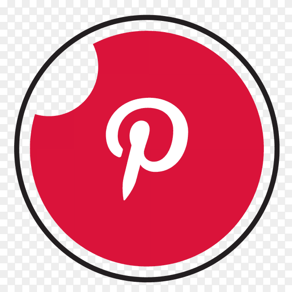 Pinterest logo in a circle with black frame PNG