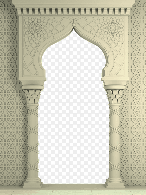 Qibla Mosque - carved architecture and classic columns PNG