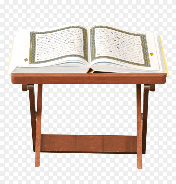 Quran - holy book of Muslims on a wood stand PNG