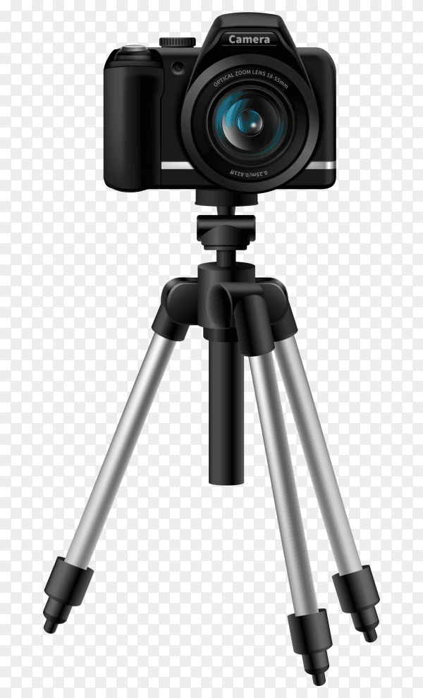 Realistic digital camera on tripod vector PNG