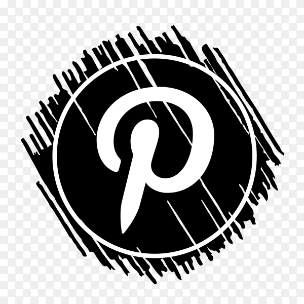 Scribble Pinterest logo black PNG