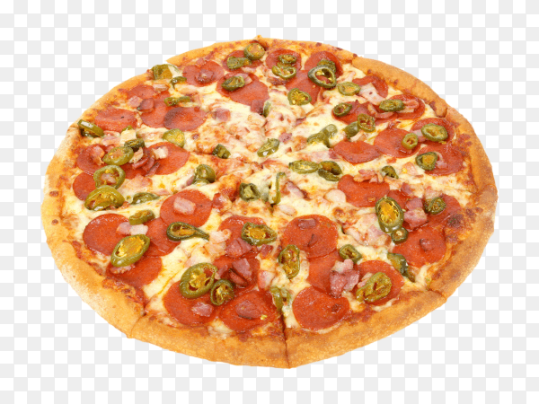 Sliced delicious fresh pizza with cheese and tomato PNG