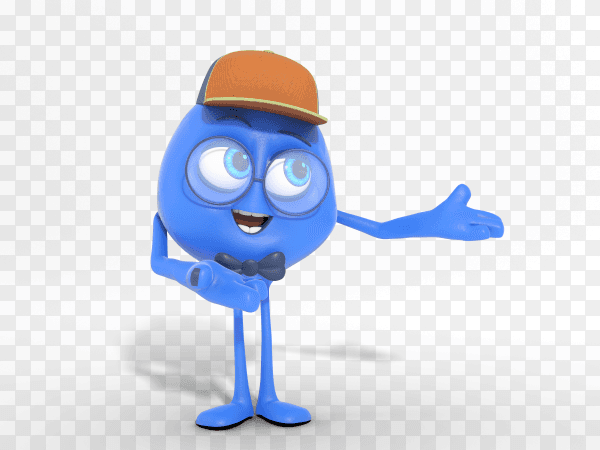 Smiling 3D character mascot transparent PNG