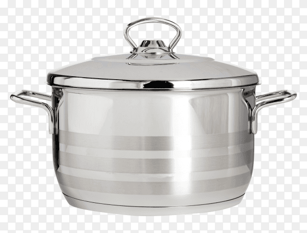 Stainless steel pot isolated PNG