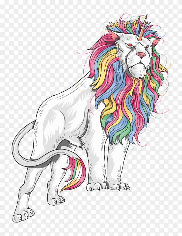 Unicorn lion full colour rainbow Vector PNG