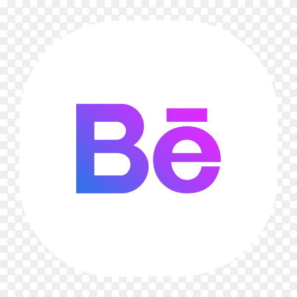Behance logo blue purple glowing social network PNG