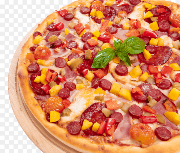 Delicious hot pizza sliced PNG