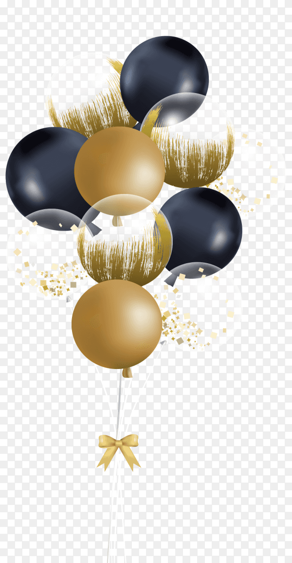 Golden and black balloons transparent PNG