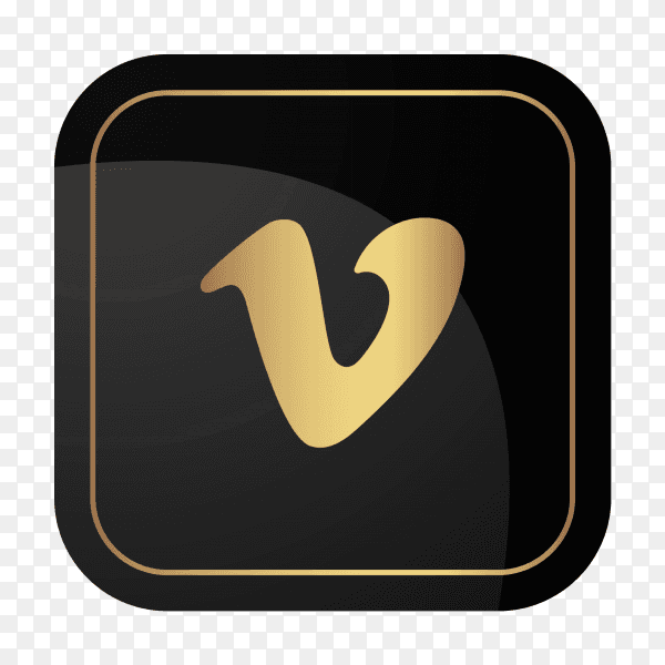 Golden social media logo Vimeo PNG