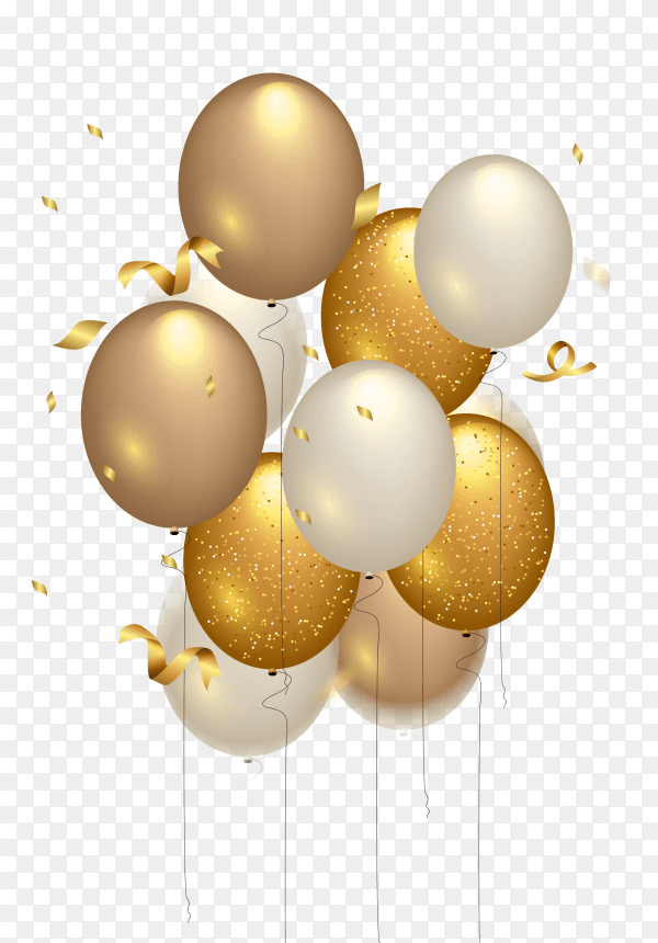 Happy birthday celebration - gold balloon PNG