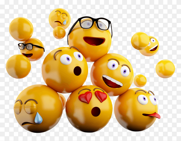 Iconos emojis 3D expresiones faciales PNG