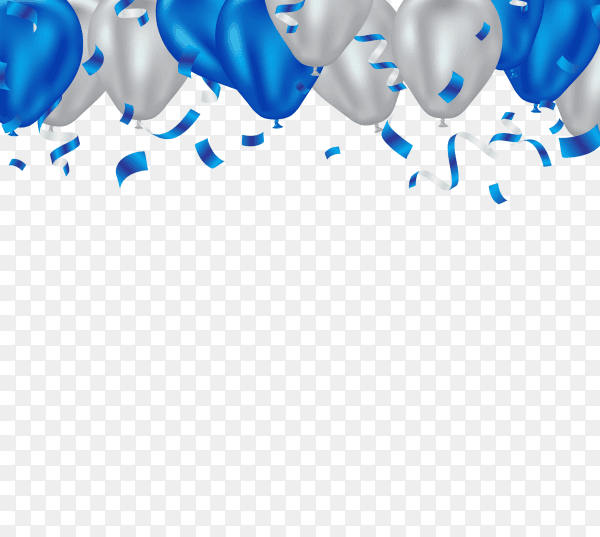 Blue and white helium balloon PNG