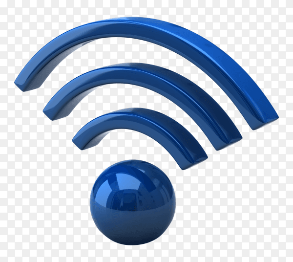 3D blue wifi icon on transparent background PNG