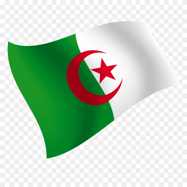 Algeria flag waving vector on transparent background PNG