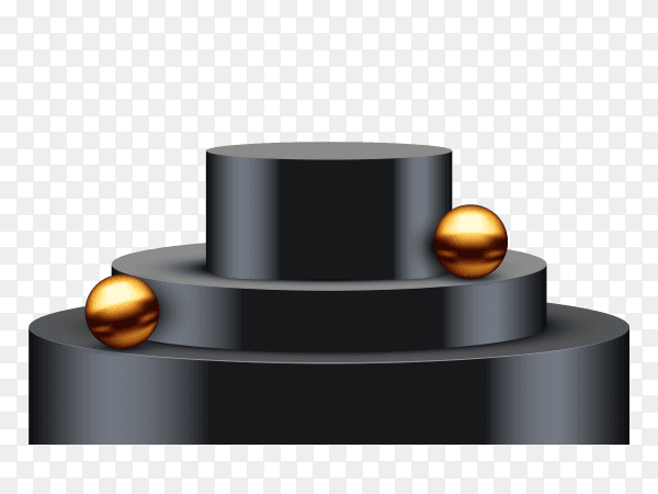 Black podium with gold balls transparent PNG