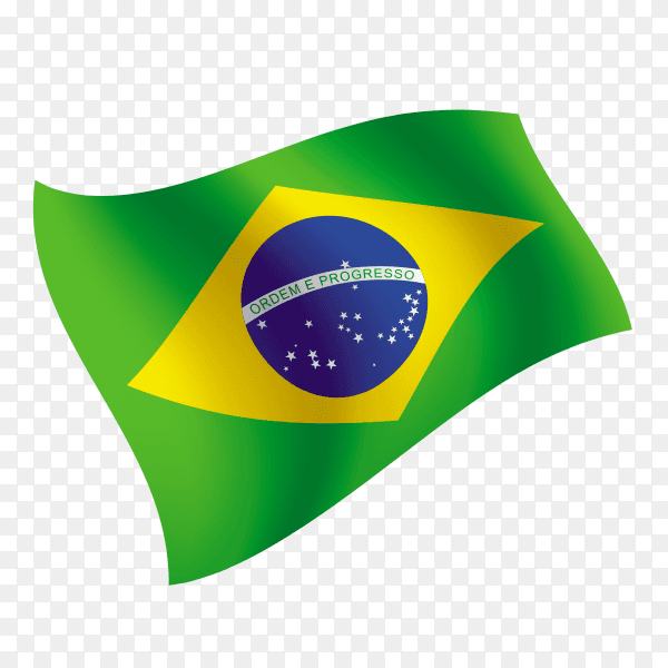 Brazil flag waving vector on transparent background PNG