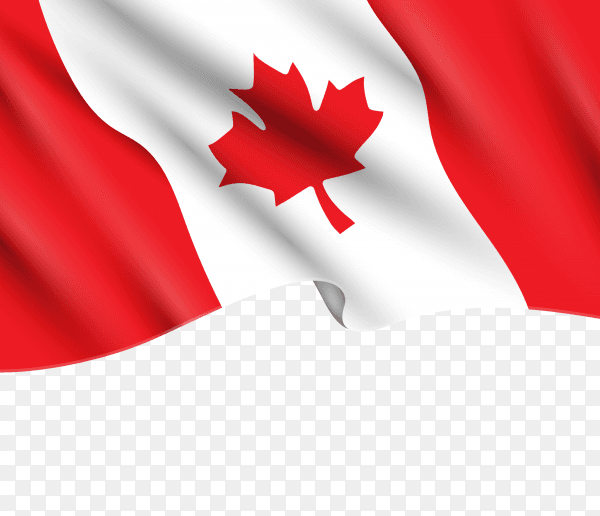 Canada flag waving on transparent background PNG