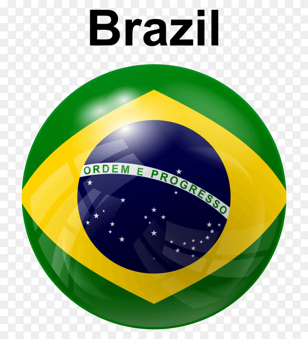 Circle glossy flag of Brazil on transparent background PNG