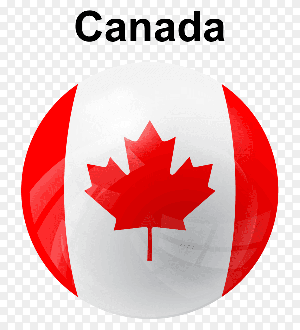 Circle glossy flag of Canada on transparent background PNG