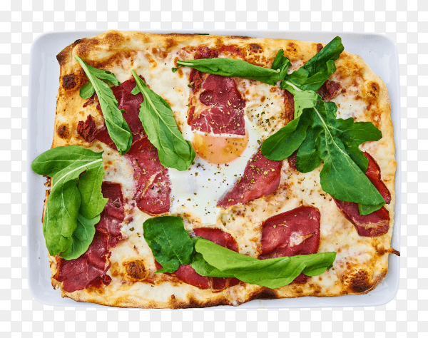 Delicious pizza sliced ham bacon cheese - transparent PNG