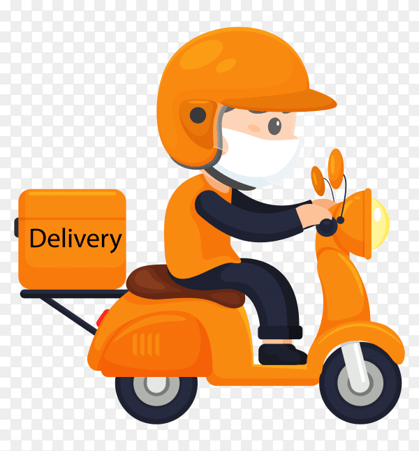 Delivery man is wearing a mask transparent PNG