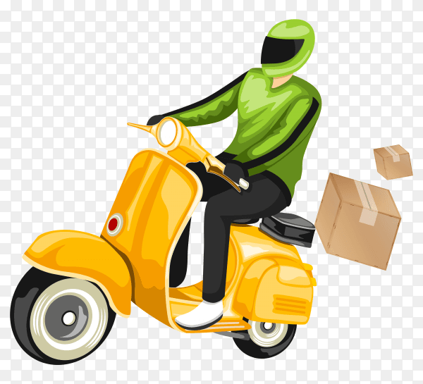 Delivery man with scooter illustration transparent PNG