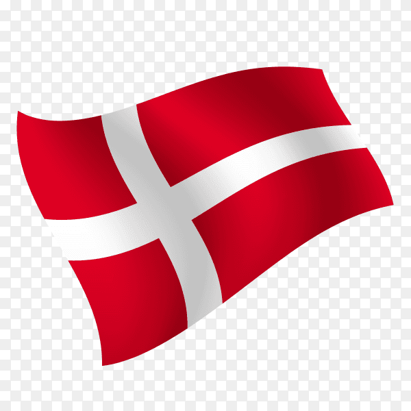 Denmark flag waving vector on transparent background PNG