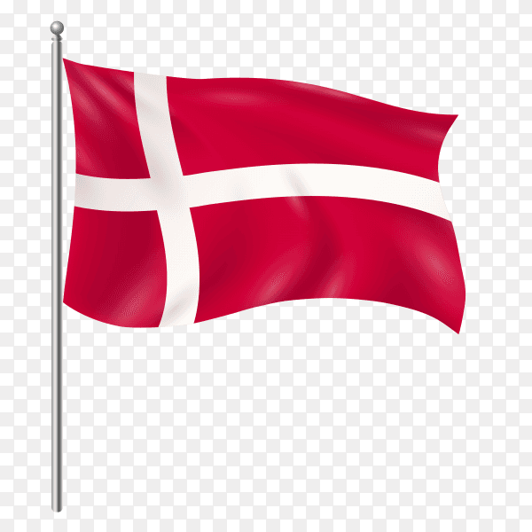 Denmark flag waving vector on transparent background PNG