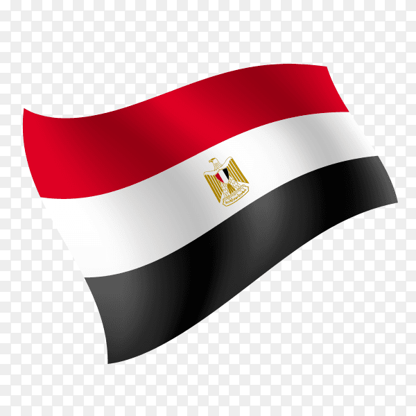 Egypt flag waving vector on transparent background PNG