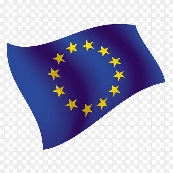 European Union flag waving vector on transparent background PNG