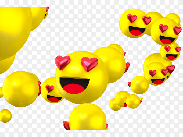 Facebook reactions love emoji 3d render transparent background PNG