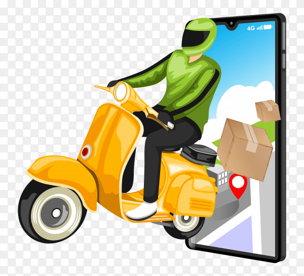 Fast delivery by scooter concept transparent PNG