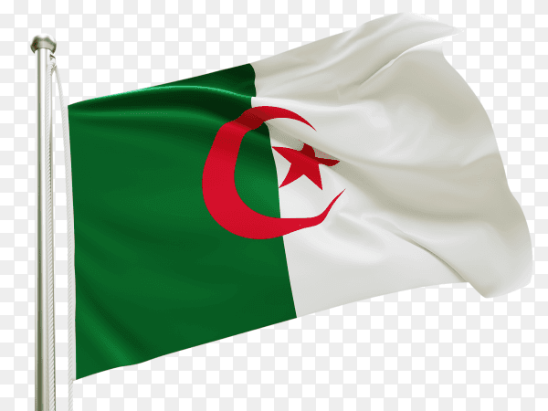 Flag algeria waving on transparent background PNG