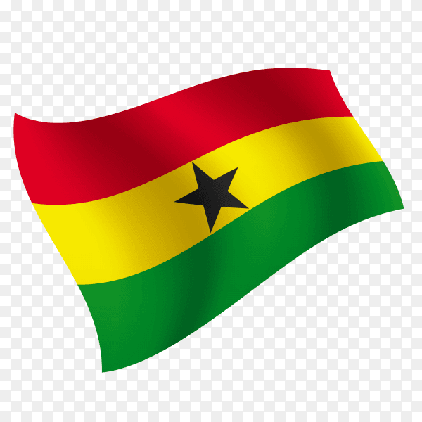 Ghana flag waving vector on transparent background PNG