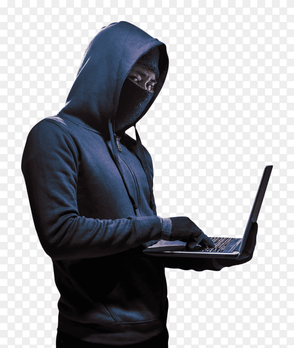 Hacker hacking the internet on transparent background PNG